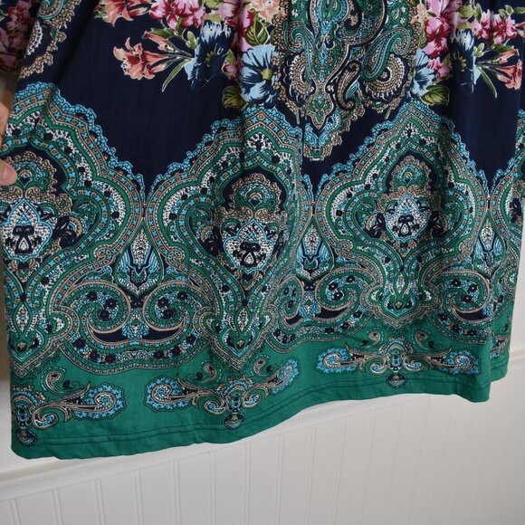 Ulla Popken Babydoll Tunic Top Sz 16 / 18 Floral Button Front Whimsigoth Boho - Picture 6 of 16